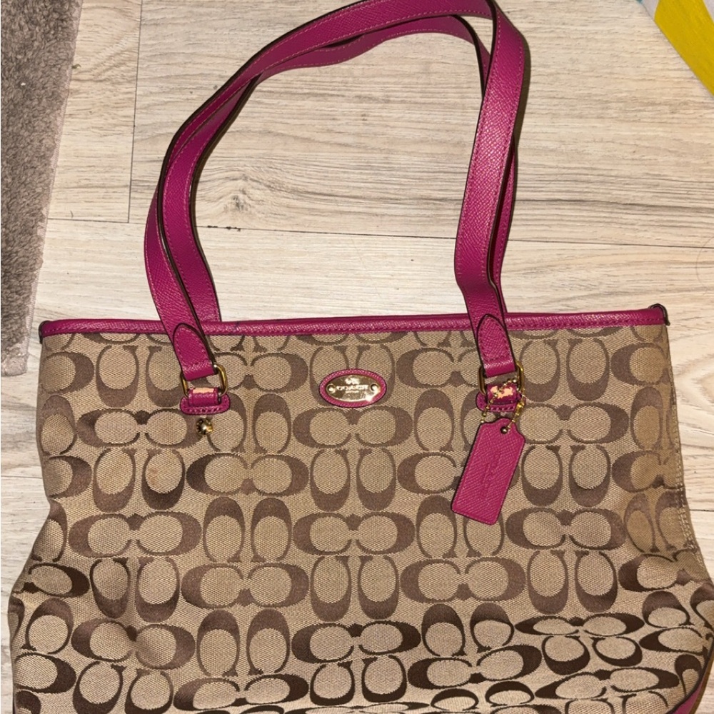Coach Brown and Pink Signature Tote